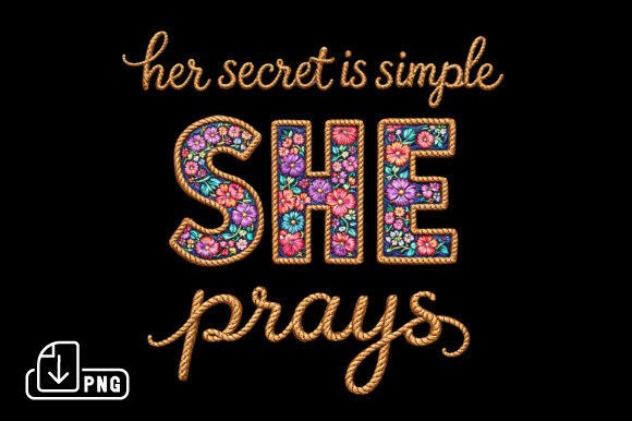 Review: SHE Prays Faux Embroidery Christian PNG