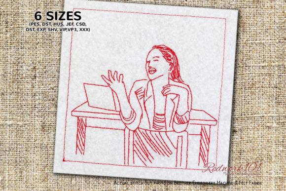 Teacher Teaching in Classroom: A Charming Redwork Design
